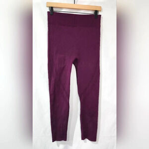 Fabletics Women's Leggings Deep Purple Cropped Cutout Raw Hem Workout Yoga Train